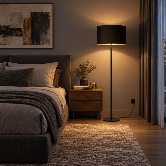 Piantana a cilindro per soggiorno moderna nero oro