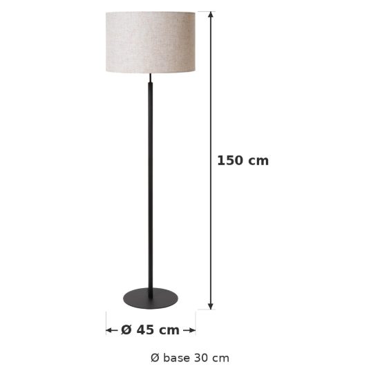 Lampada da terra a cilindro per sala da pranzo moderna crema nero