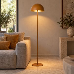 Lampada da terra a cupola per salotto contemporanea giallo ocra