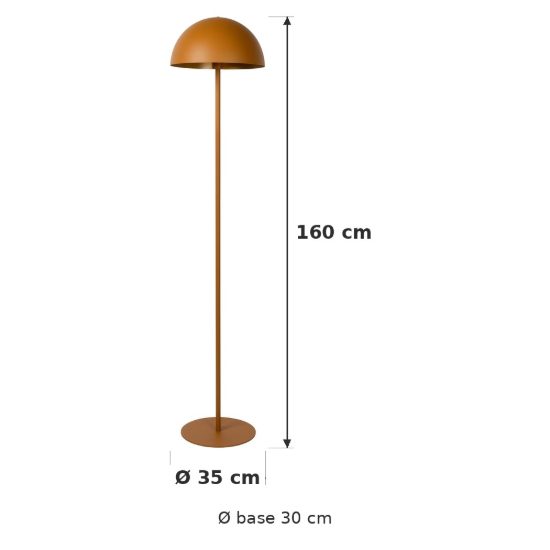 Lampada da terra a cupola per salotto contemporanea giallo ocra