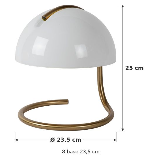 Abat-jour a cupola per comodino contemporaneo bianco oro con base a spirale