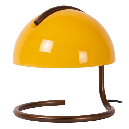Abat-jour a cupola per comodino contemporaneo arancione oro con base a spirale