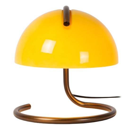 Abat-jour a cupola per comodino contemporaneo arancione oro con base a spirale