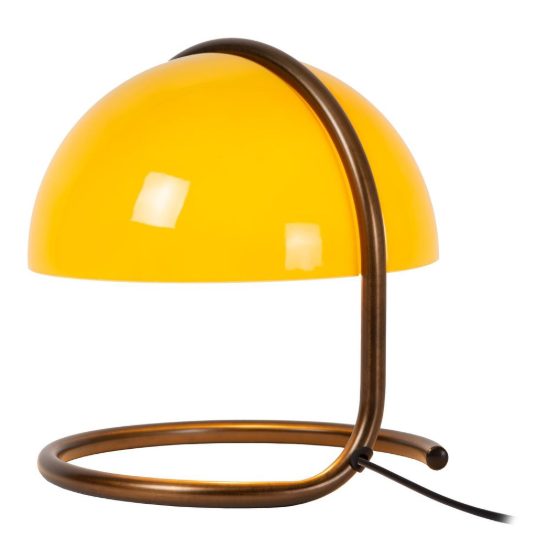 Abat-jour a cupola per comodino contemporaneo arancione oro con base a spirale