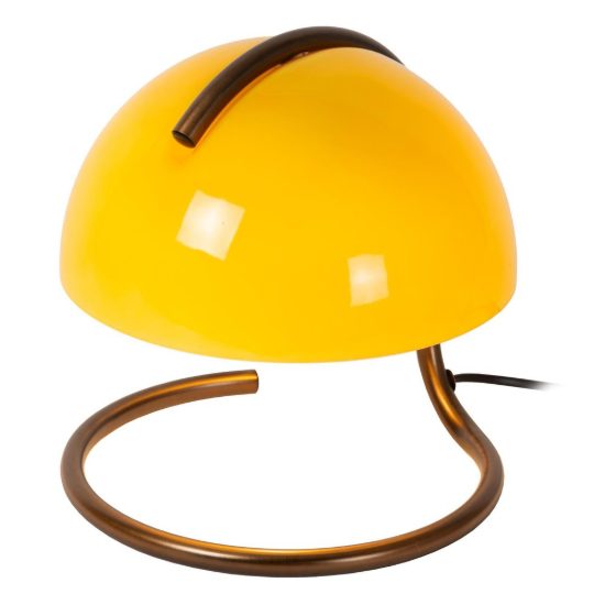 Abat-jour a cupola per comodino contemporaneo arancione oro con base a spirale