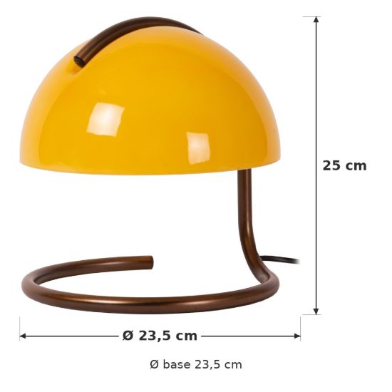 Abat-jour a cupola per comodino contemporaneo arancione oro con base a spirale