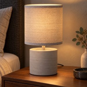 Abat-jour a cilindro per comodino moderno grigio