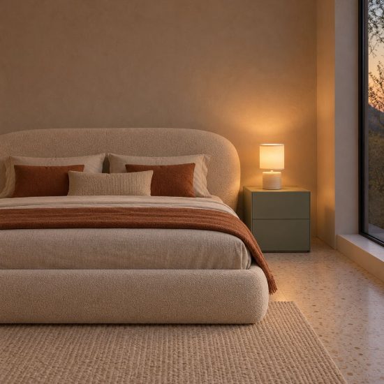 Abat-jour a cilindro per comodino moderno crema