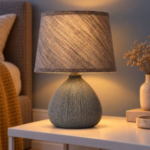 Abat-jour conico per comodino moderno grigio