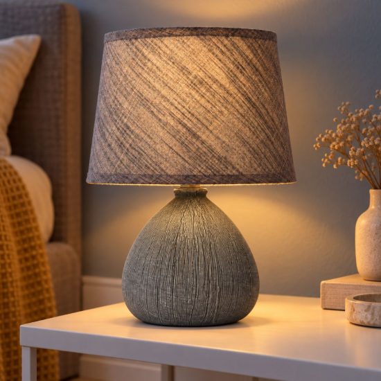 Abat-jour conico per comodino moderno grigio