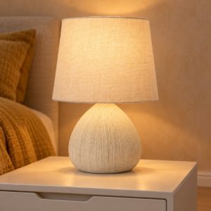 Abat-jour conico per comodino moderno crema
