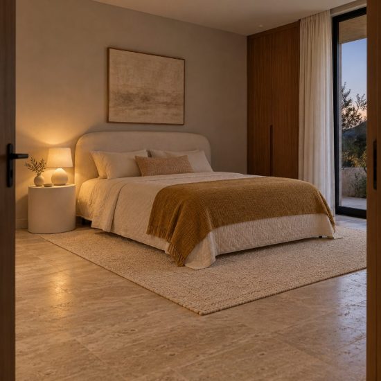 Abat-jour conico per comodino moderno crema