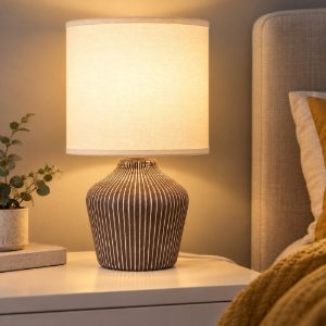 Abat-jour a vaso per comodino contemporaneo tortora bianco