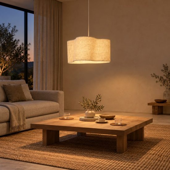 Lampadario a sospensione a nuvola per sala da pranzo moderno crema