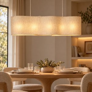 Lampadario a barra lineare a nuvola per sala da pranzo moderno crema