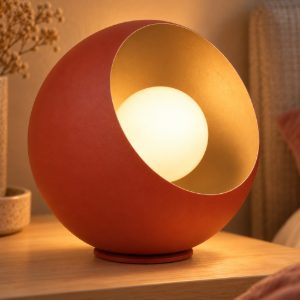 Abat-jour a sfera per comodino moderno terracotta