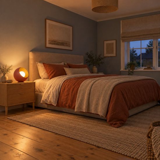 Abat-jour a sfera per comodino moderno terracotta