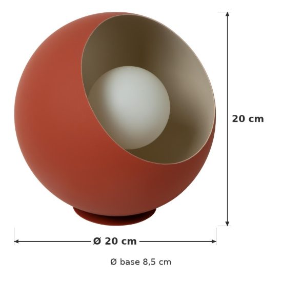 Abat-jour a sfera per comodino moderno terracotta