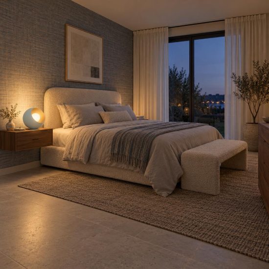 Abat-jour a sfera per comodino moderno azzurro pastello