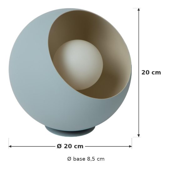 Abat-jour a sfera per comodino moderno azzurro pastello