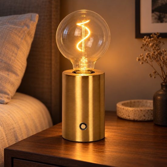 Abat-jour per comodino moderno oro led 1w 2700k touch dimmer ricaricabile