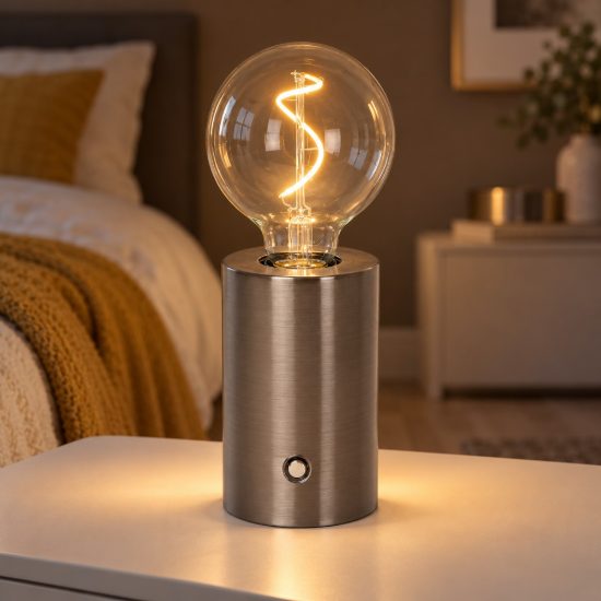 Abat-jour per comodino moderno canna di fucile led 1w 2700k touch dimmer ricaricabile