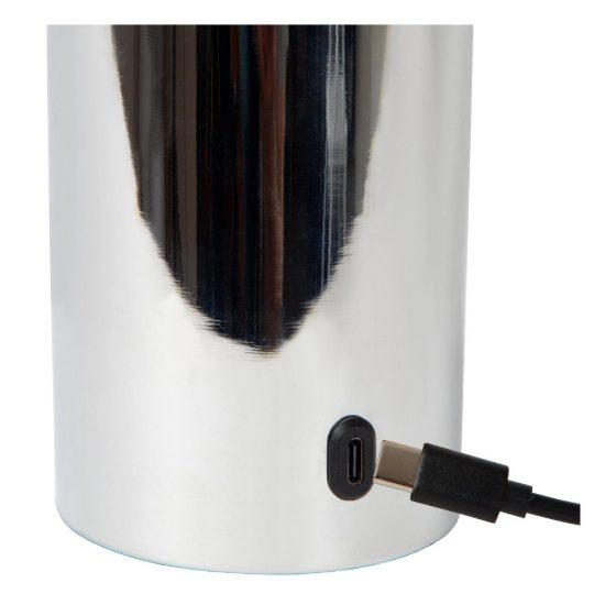 Abat-jour per comodino moderno cromo led 1w 2700k touch dimmer ricaricabile