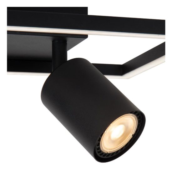 Plafoniera con 2 faretti orientabili moderna a cornici quadrate nero led 23w cct 2700k 3300k 4000k