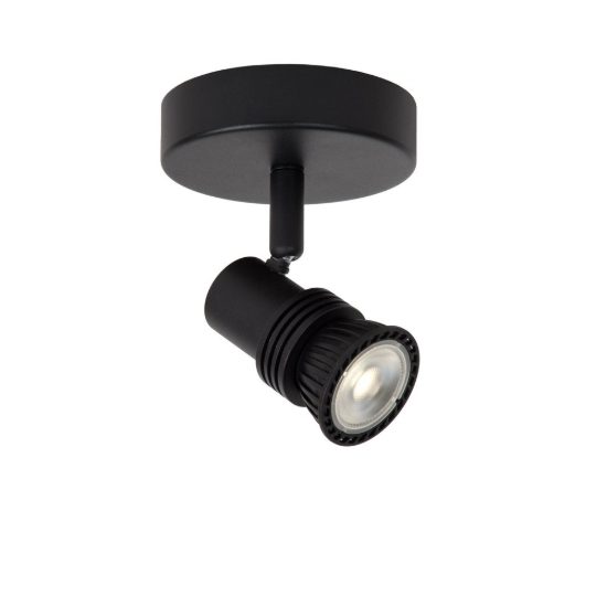 Faretto da soffitto per soggiorno orientabile moderno nero con lampadina a vista