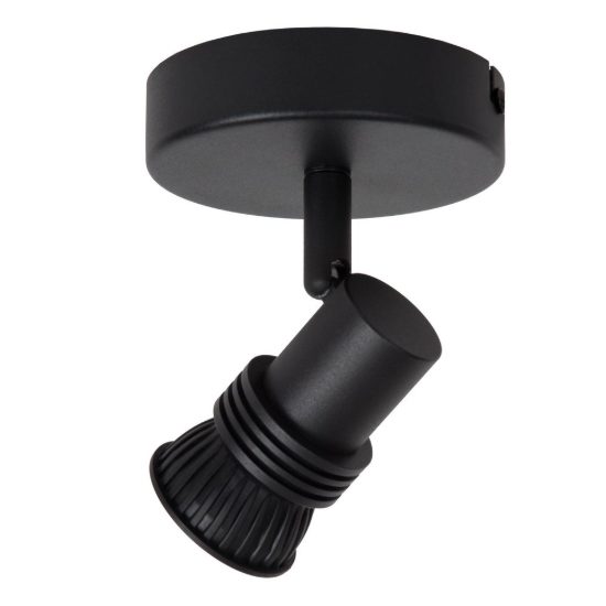 Faretto da soffitto per soggiorno orientabile moderno nero con lampadina a vista