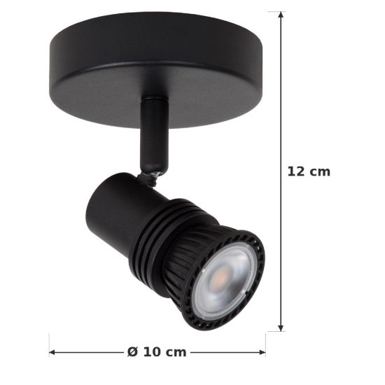Faretto da soffitto per soggiorno orientabile moderno nero con lampadina a vista