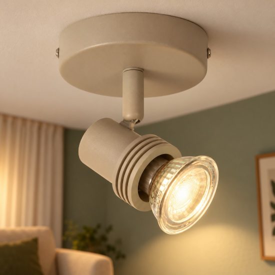 Faretto da soffitto per salotto orientabile moderno tortora con lampadina a vista