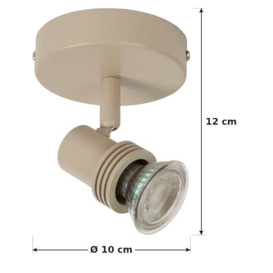 Faretto da soffitto per salotto orientabile moderno tortora con lampadina a vista