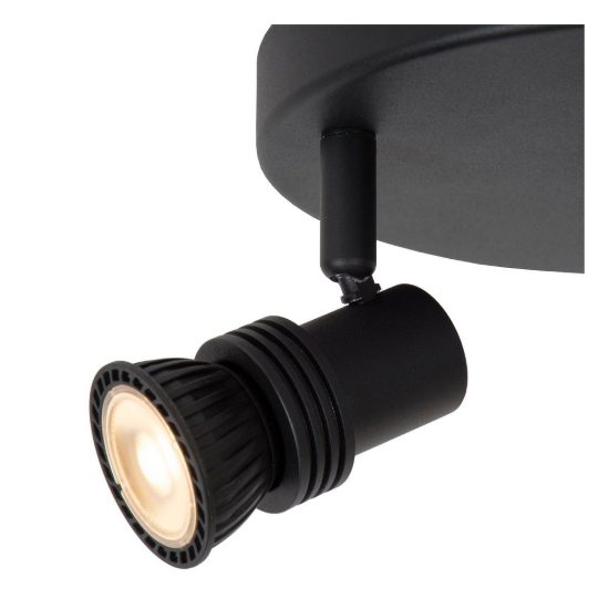 Plafoniera con 2 faretti orientabili moderna rotonda nero con lampadina a vista