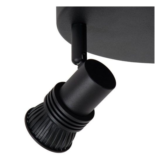 Plafoniera con 2 faretti orientabili moderna rotonda nero con lampadina a vista