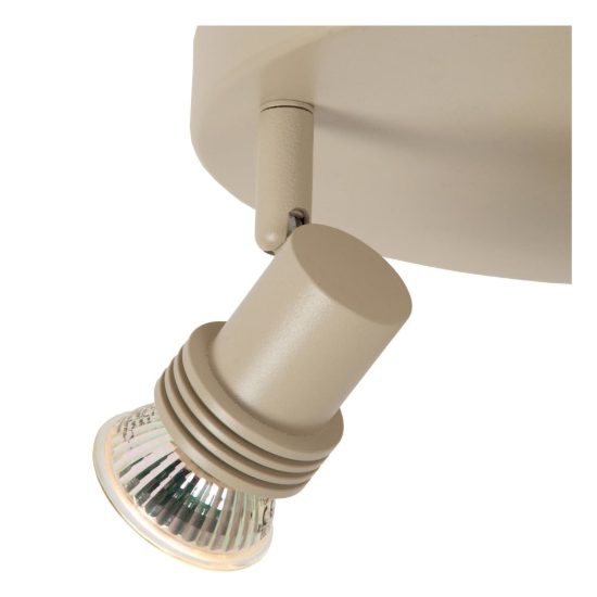 Plafoniera con 2 faretti orientabili moderna rotonda tortora con lampadina a vista
