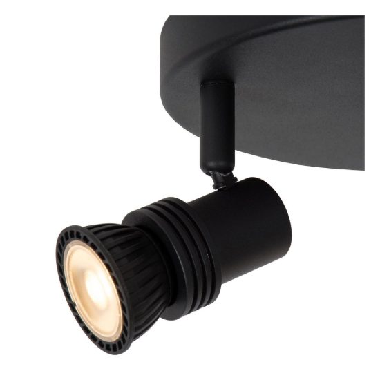 Plafoniera con 3 faretti orientabili moderna rotonda nero con lampadina a vista