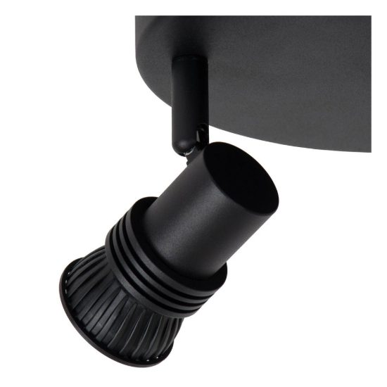 Plafoniera con 3 faretti orientabili moderna rotonda nero con lampadina a vista