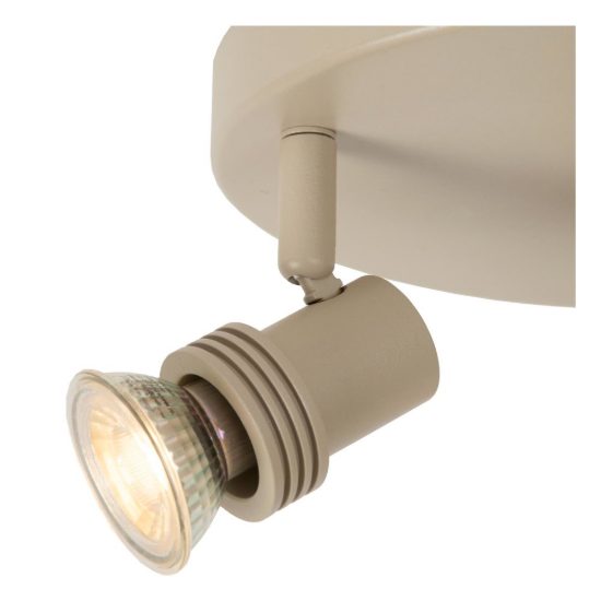 Plafoniera con 3 faretti orientabili moderna rotonda tortora con lampadina a vista