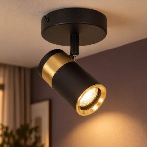 Faretto da soffitto per soggiorno orientabile moderno nero oro