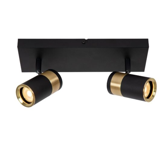 Plafoniera con 2 faretti orientabili moderna rettangolare nero oro
