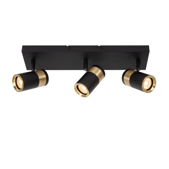 Plafoniera con 3 faretti orientabili moderna nero oro