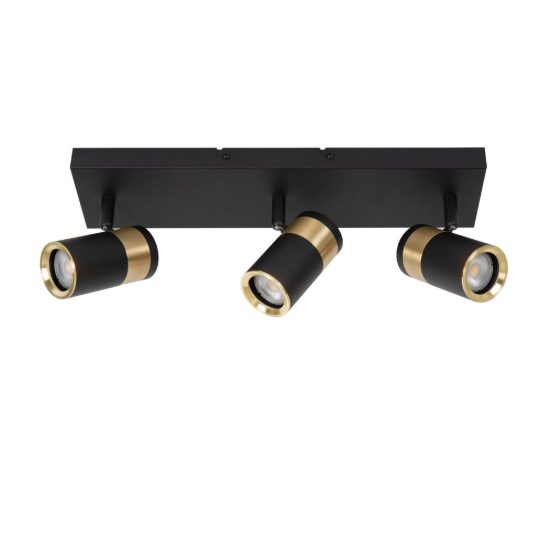 Plafoniera con 3 faretti orientabili moderna nero oro
