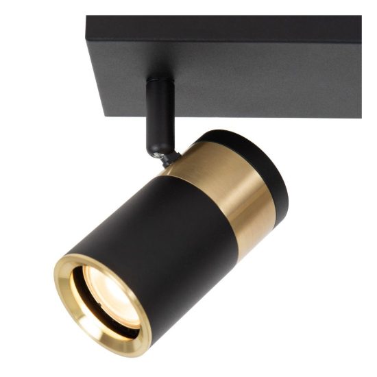 Plafoniera con 3 faretti orientabili moderna nero oro