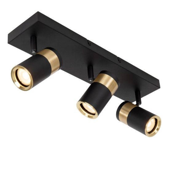 Plafoniera con 3 faretti orientabili moderna nero oro