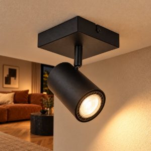 Faretto da soffitto con base quadrata per soggiorno orientabile moderno nero