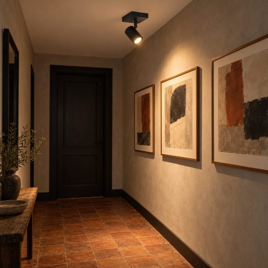 Faretto da soffitto con base quadrata per soggiorno orientabile moderno nero