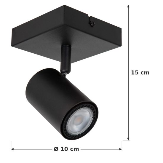 Faretto da soffitto con base quadrata per soggiorno orientabile moderno nero
