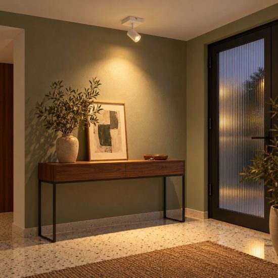 Faretto da soffitto con base quadrata per salotto orientabile moderno bianco