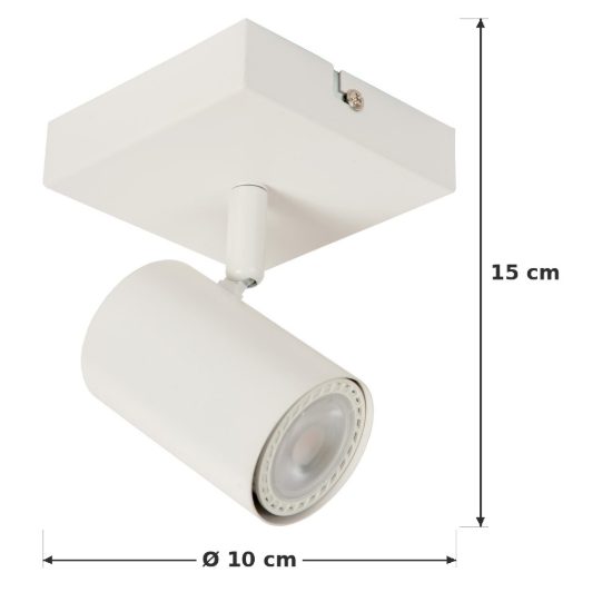 Faretto da soffitto con base quadrata per salotto orientabile moderno bianco